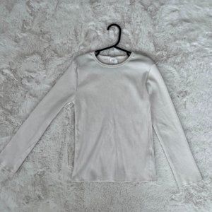 Zara Girls Ribbed Knit Long Sleeve Shirt Crew Neck Pullover White 9